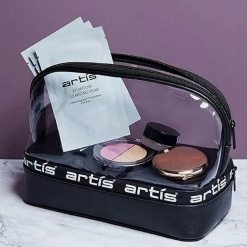 Artis Black and Clear Cosmetic Bag with Makeup